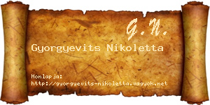 Gyorgyevits Nikoletta névjegykártya